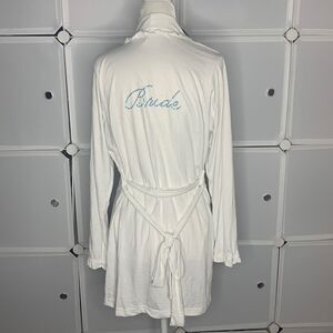 Rampage Bridal White Ruffled Belted Bride Robe Size Small